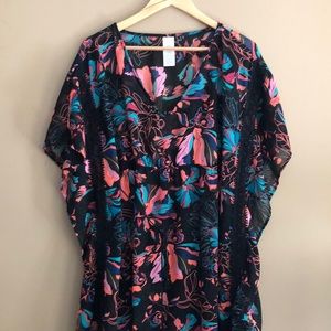 Black floral cover up